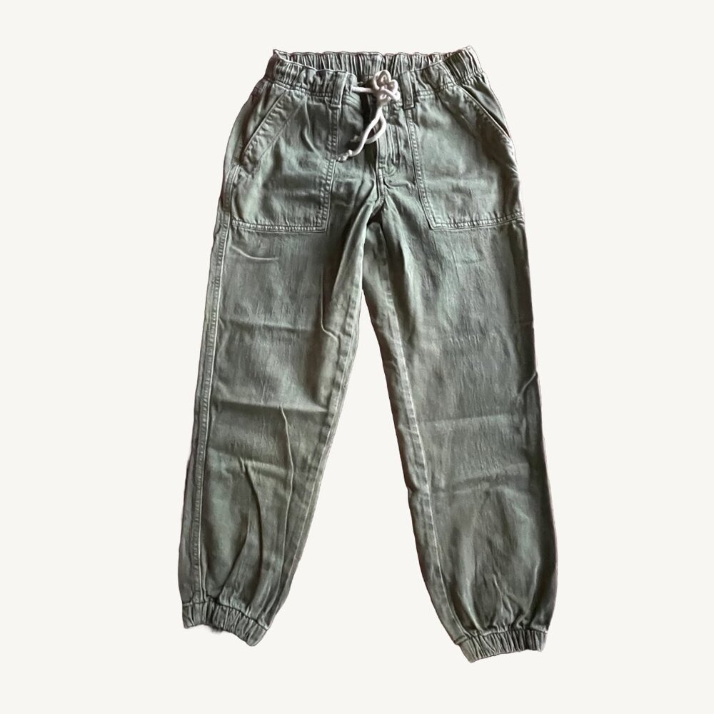 American Eagle Green Drawstring Scrunch Bottom Pants Denim-Ish Material Size 2